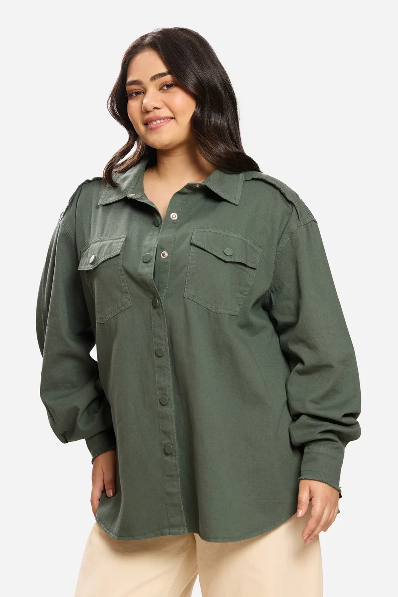Sandera|100% Cotton Washed Utility Shirt