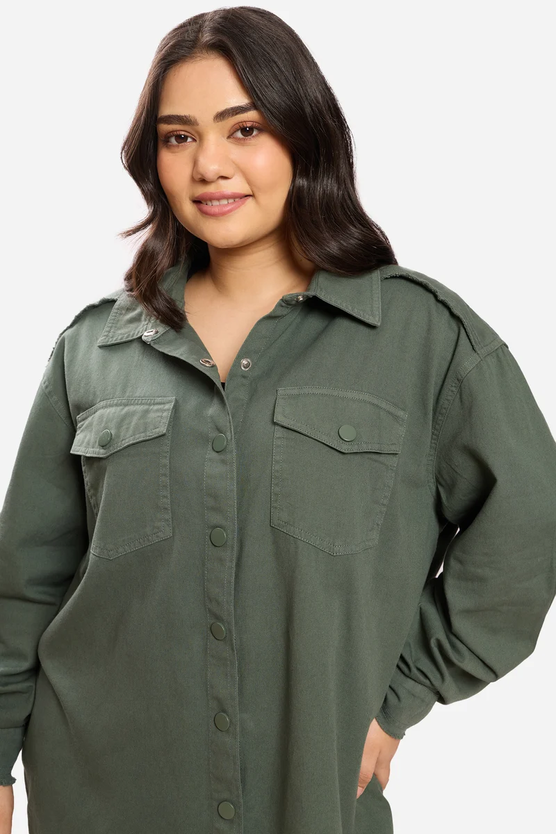 Sandera|100% Cotton Washed Utility Shirt