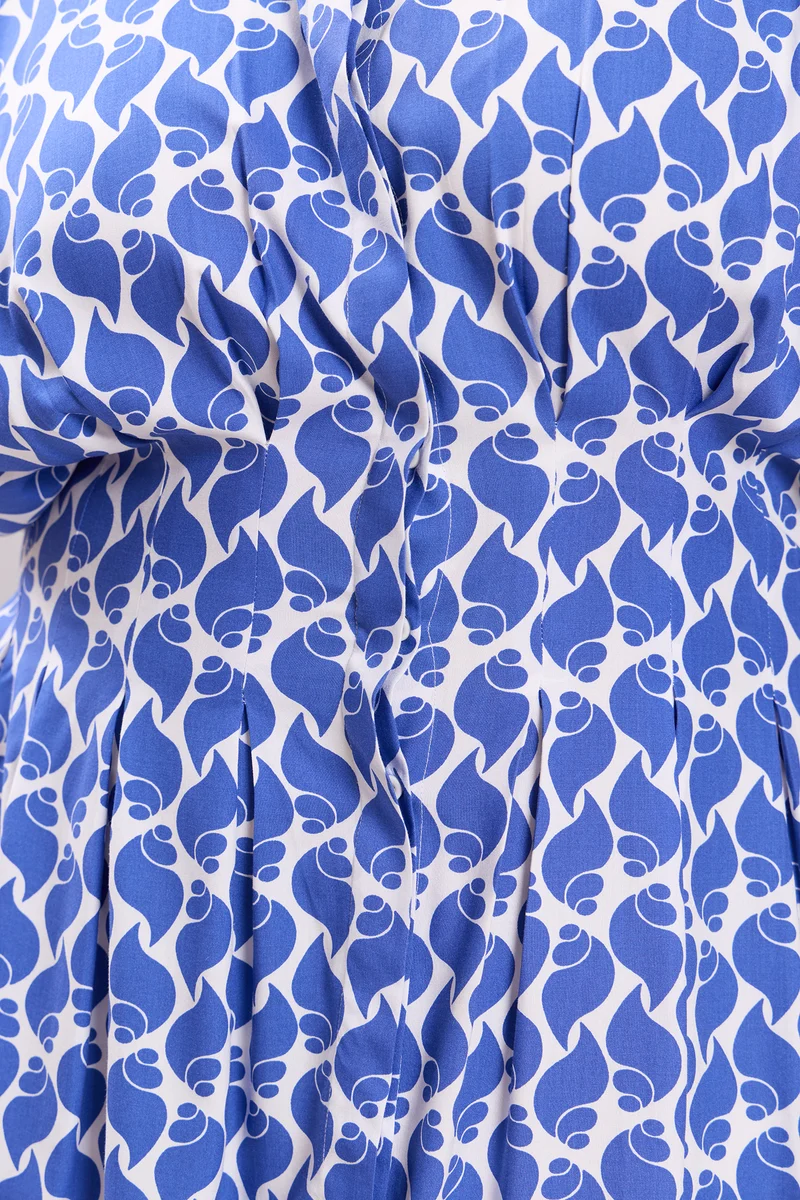 Senuri|100% Cotton Pleated Button Shirt Dress
