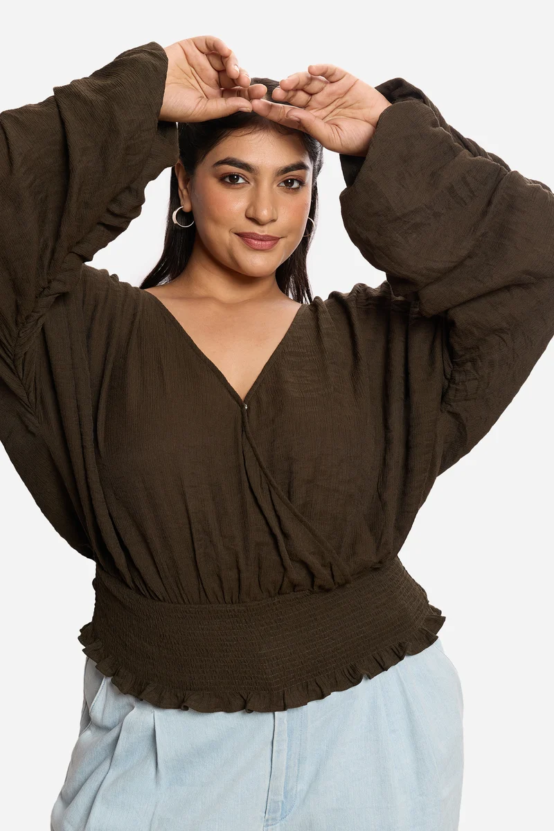 Lunara|Viscose Cropped Top With Extended Sleeves