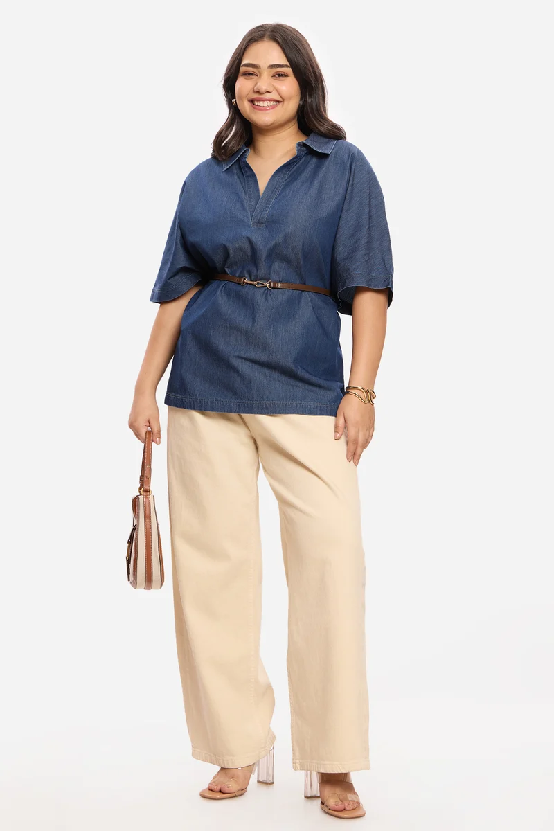 Pavindi|100% Cotton Denim Popover
