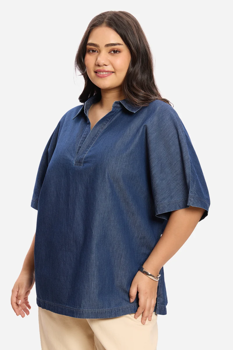 Pavindi|100% Cotton Denim Popover