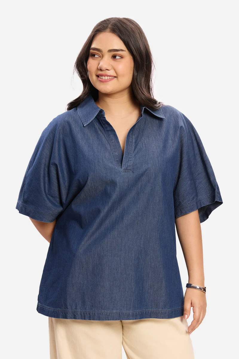 Pavindi|100% Cotton Denim Popover