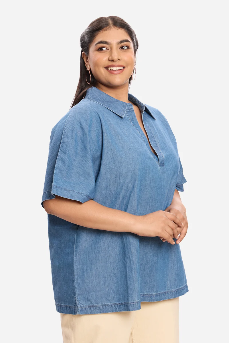 Minuli|100% Cotton Denim Popover