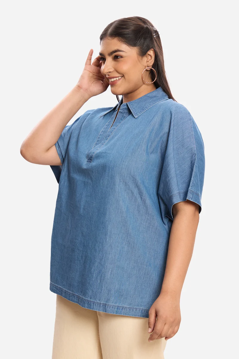 Minuli|100% Cotton Denim Popover