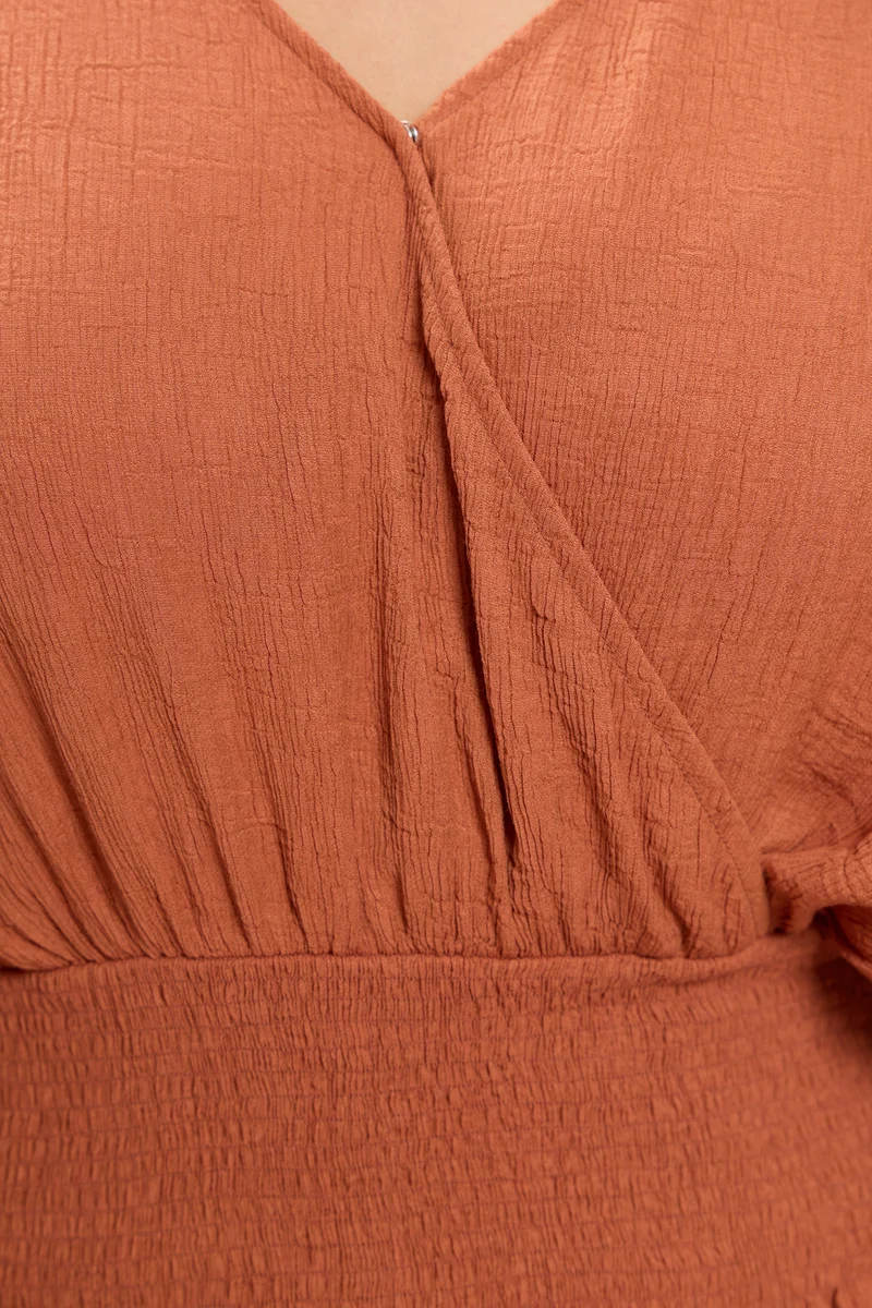 Senaya|Viscose Cropped Top With Extended Sleeves