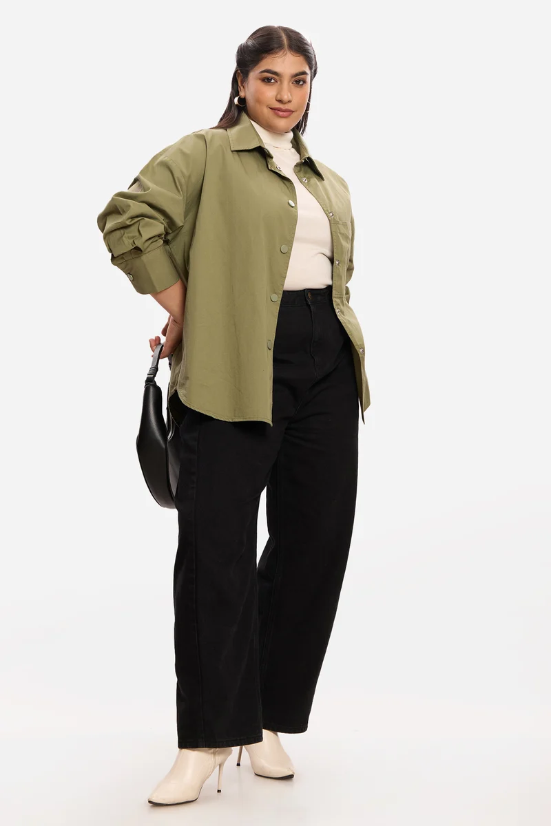 Patrycja|100% Cotton Washed Utility Shirt