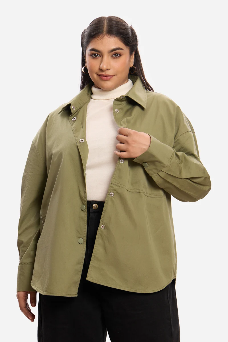 Patrycja|100% Cotton Washed Utility Shirt