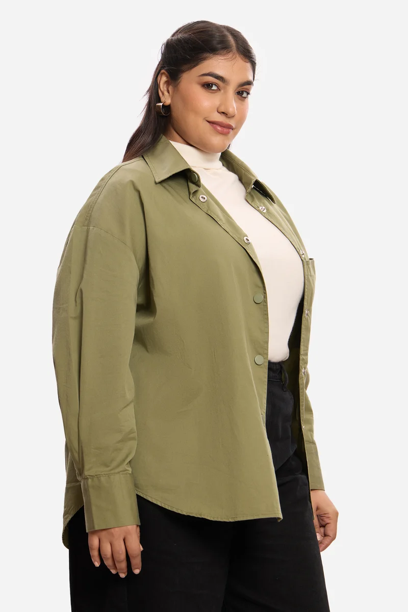 Patrycja|100% Cotton Washed Utility Shirt
