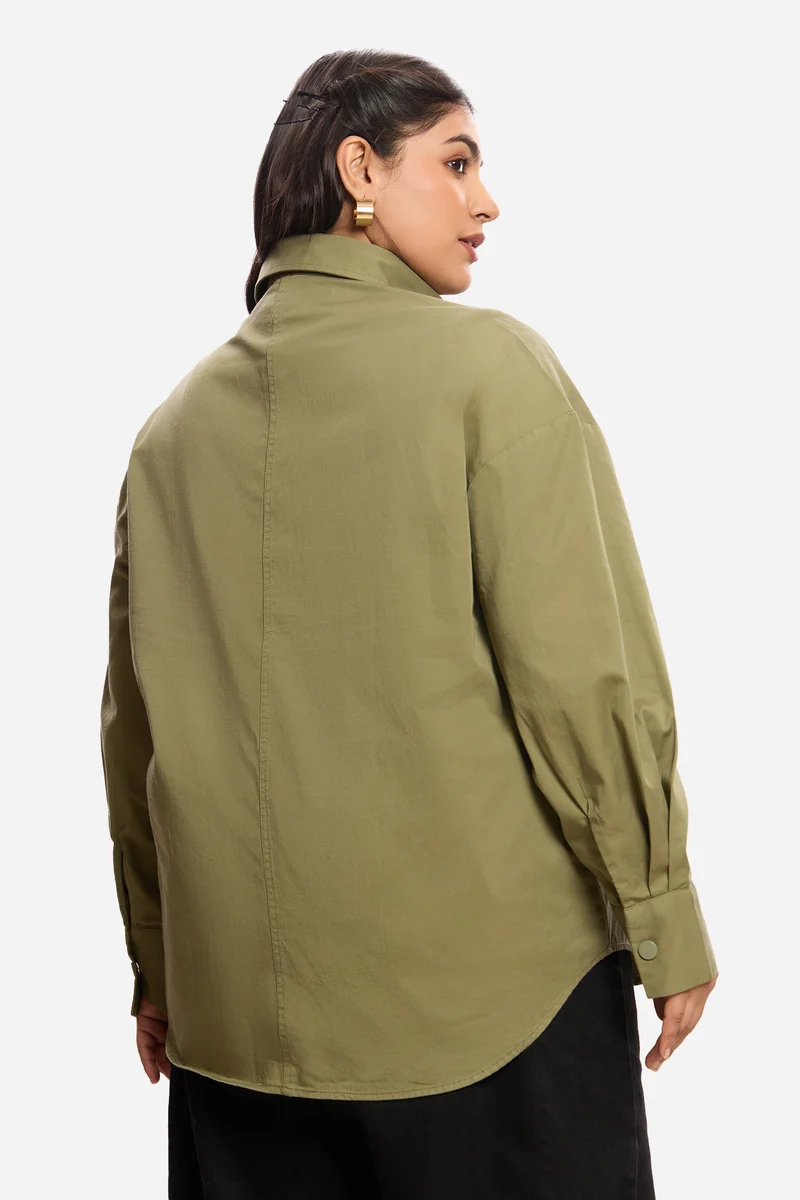 Patrycja|100% Cotton Washed Utility Shirt