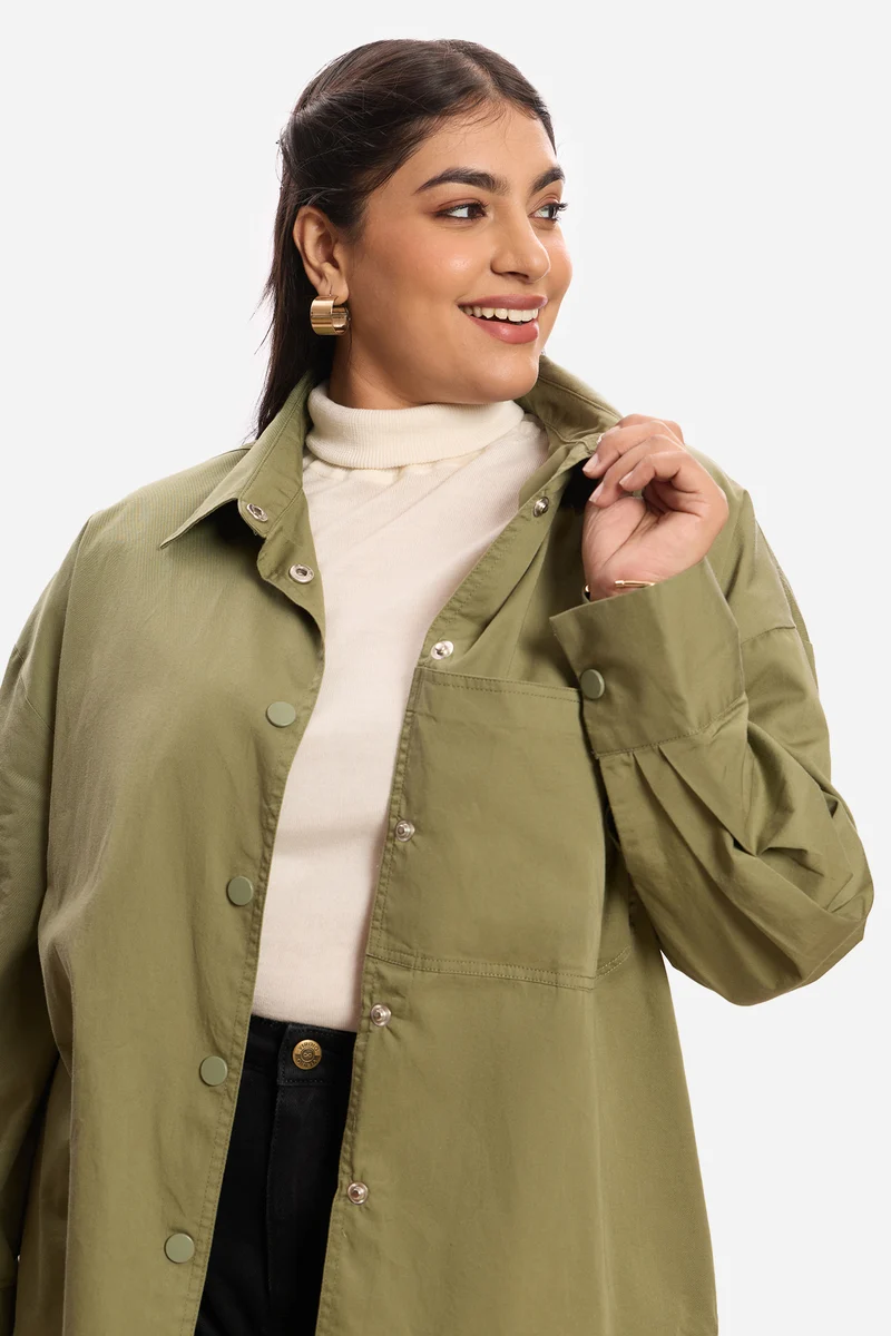 Patrycja|100% Cotton Washed Utility Shirt