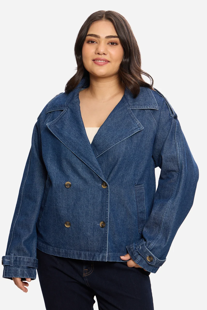 Lidia|100% Cotton Denim Blazer