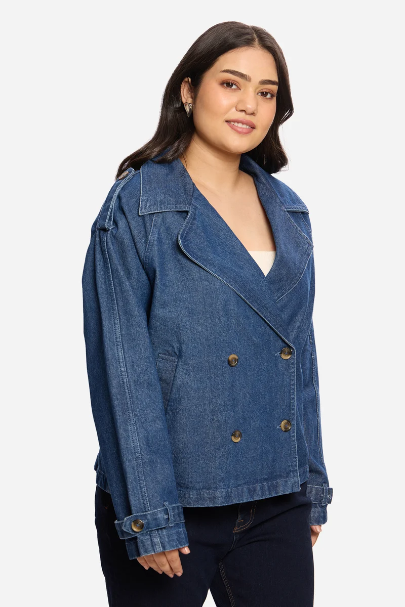 Lidia|100% Cotton Denim Blazer