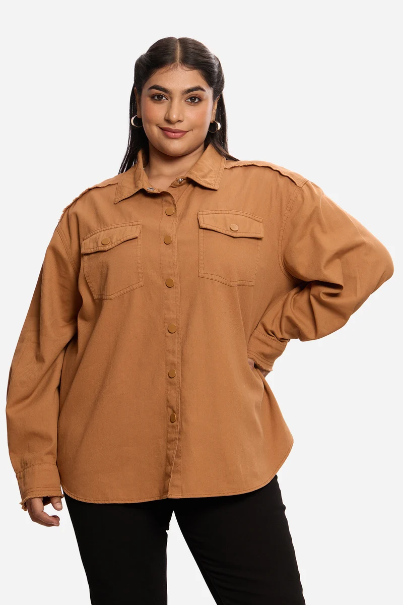 Weronika|100% Cotton Washed Utility Shirt