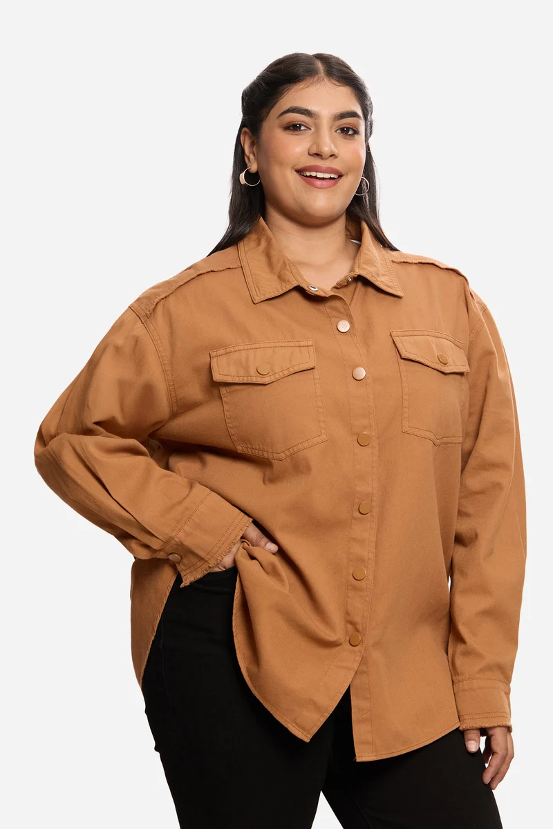 Weronika|100% Cotton Washed Utility Shirt