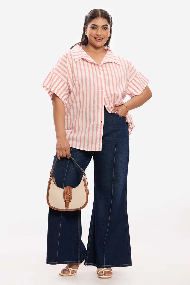 Karolina|100% Cotton Shirt With Collar Detail