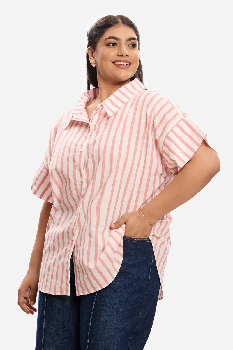 Karolina|100% Cotton Shirt With Collar Detail
