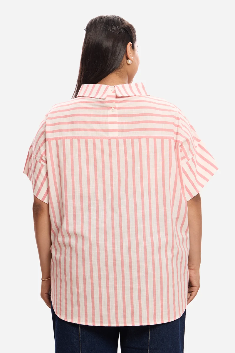 Karolina|100% Cotton Shirt With Collar Detail