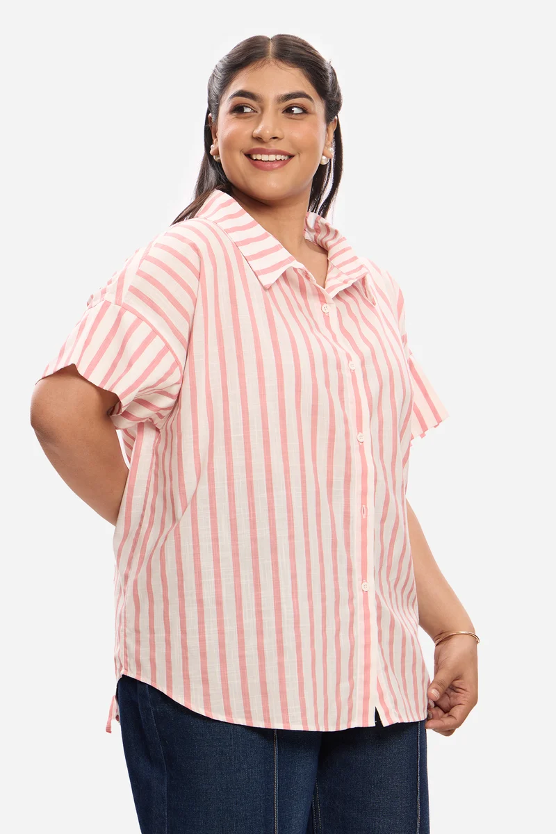 Karolina|100% Cotton Shirt With Collar Detail