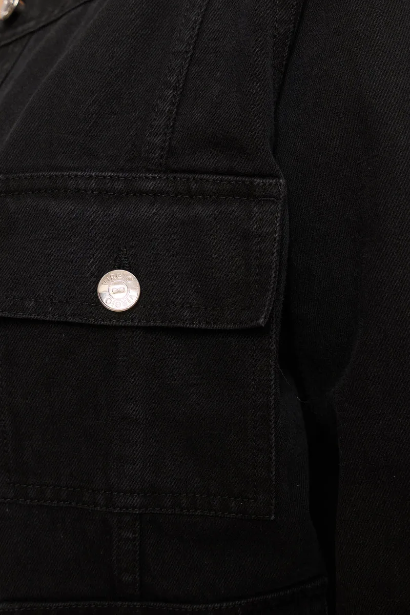 Justyna|100% Cotton Denim Jacket With Pockets