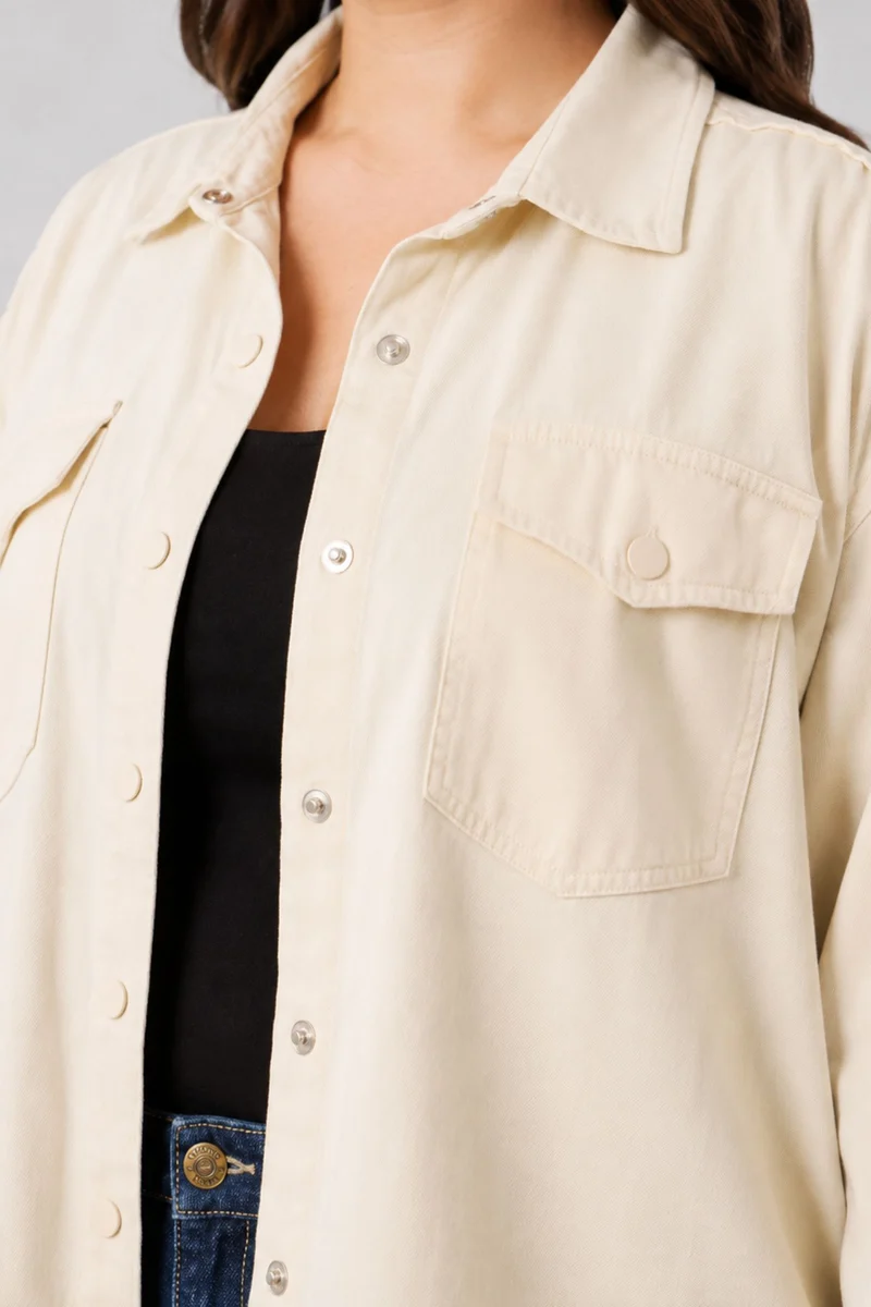 Sylwia|100% Cotton Washed Utility Shirt