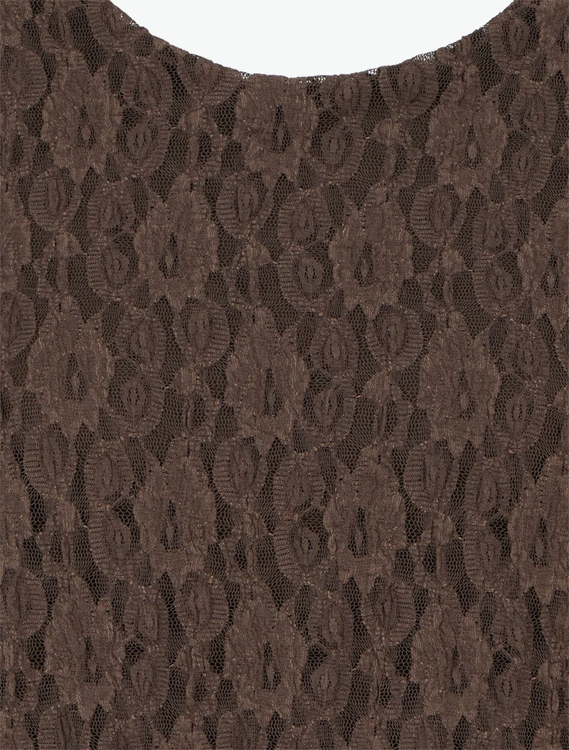Top boule en dentelle à manches longues chauve-souris - Marron