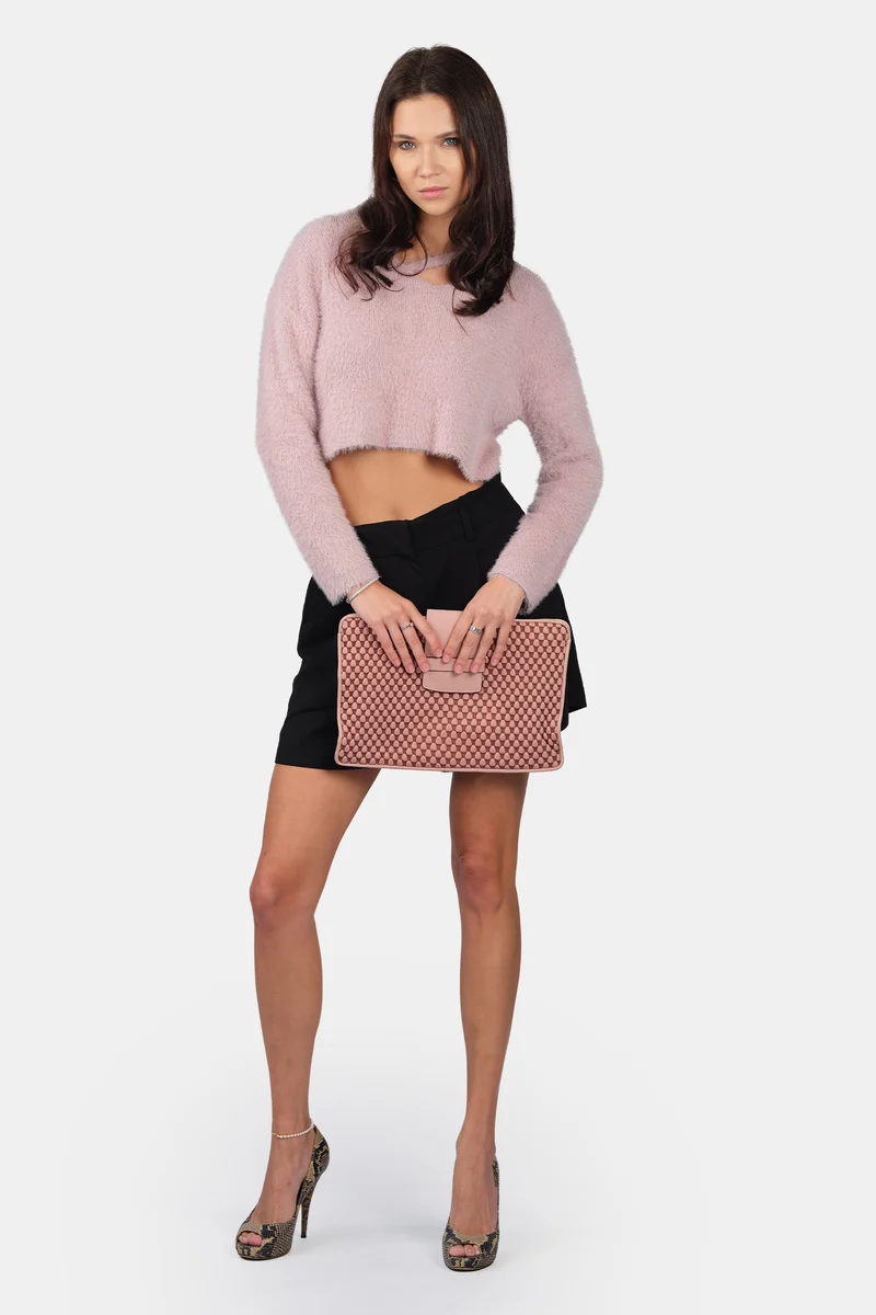 Lilu|Viscose V-Neck Buttery Soft Crop Knit Top