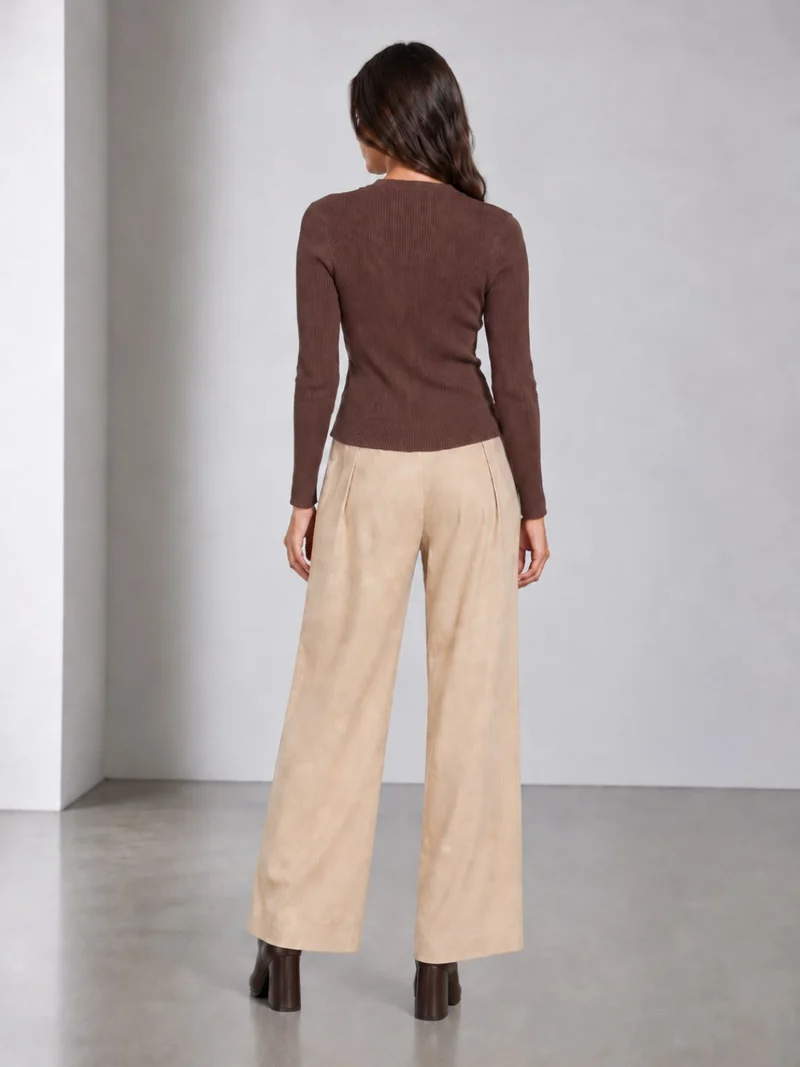 Lupi|Viscose Cut Out V Neck Full Sleeve Knit Top