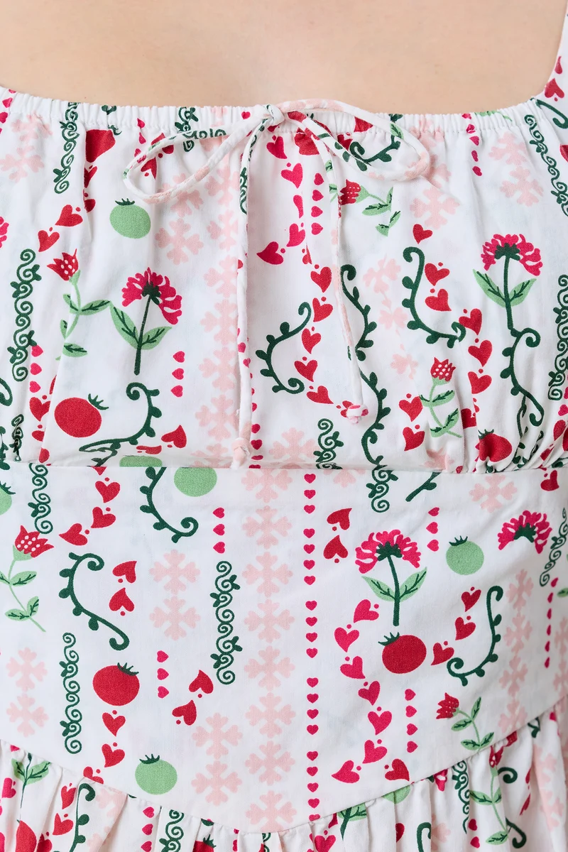 Islay|100% Cotton Fit & Flare Printed Midi Dress