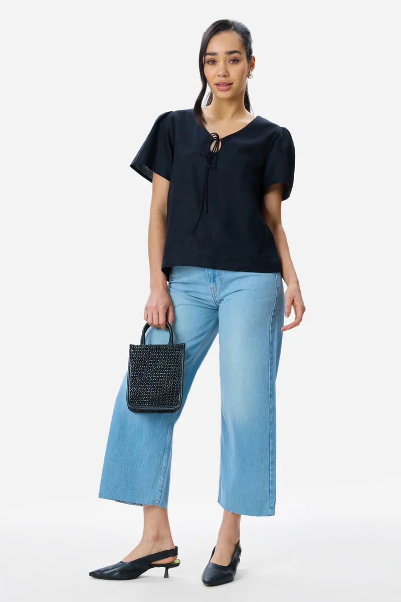 Maili|100% Cotton Puff Sleeve Top