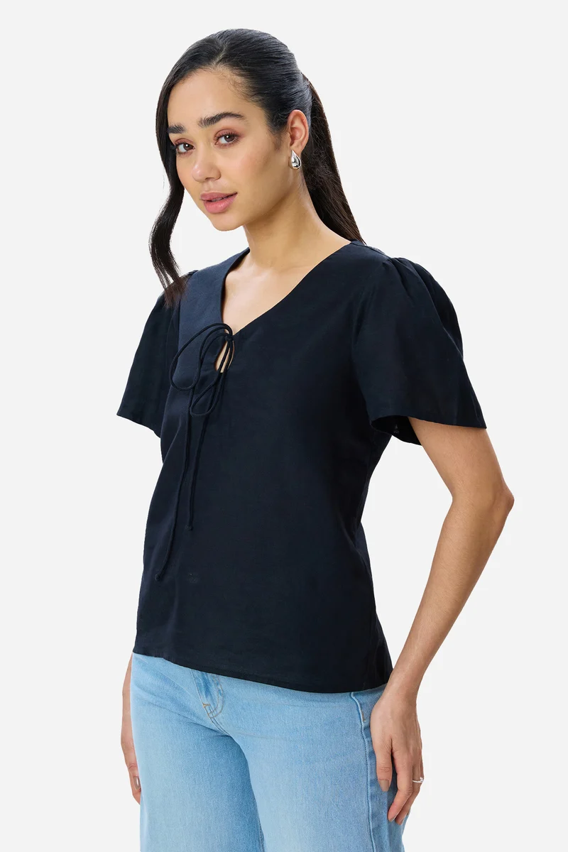 Maili|100% Cotton Puff Sleeve Top