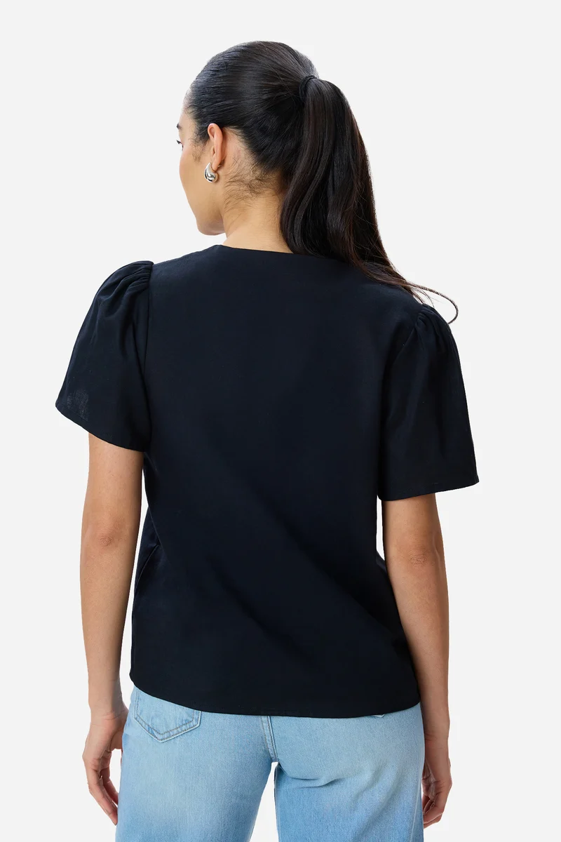 Maili|100% Cotton Puff Sleeve Top