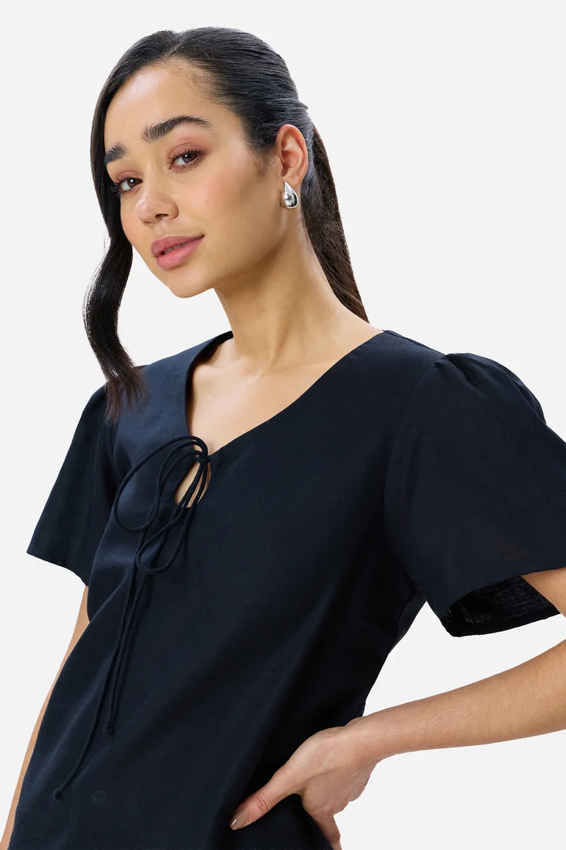 Maili|100% Cotton Puff Sleeve Top