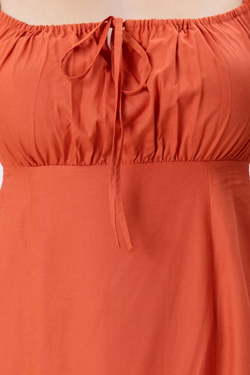 Kei|100% Viscose Puff Sleeve Dress