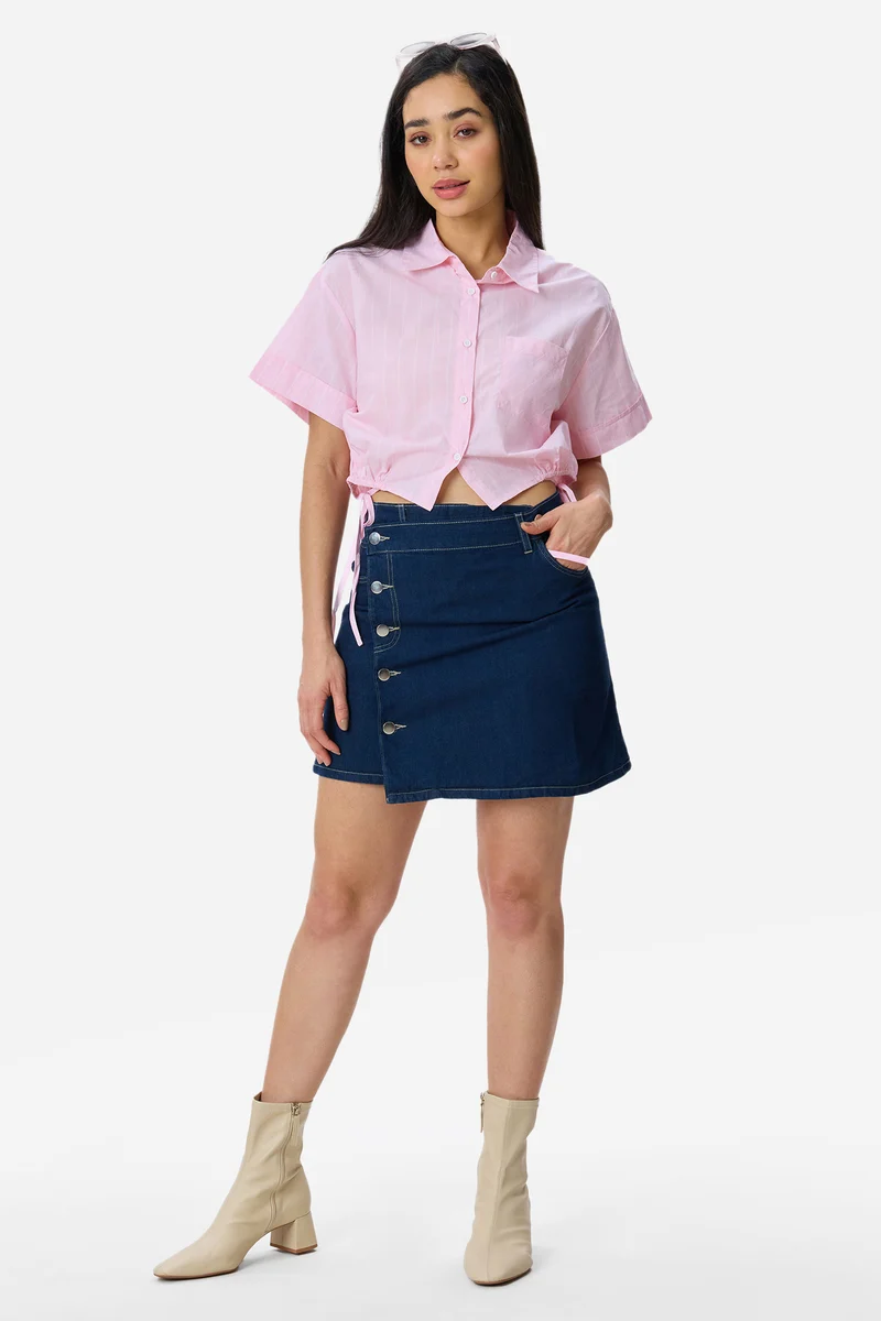 Kyla|Cotton Crop Drawcord Shirt
