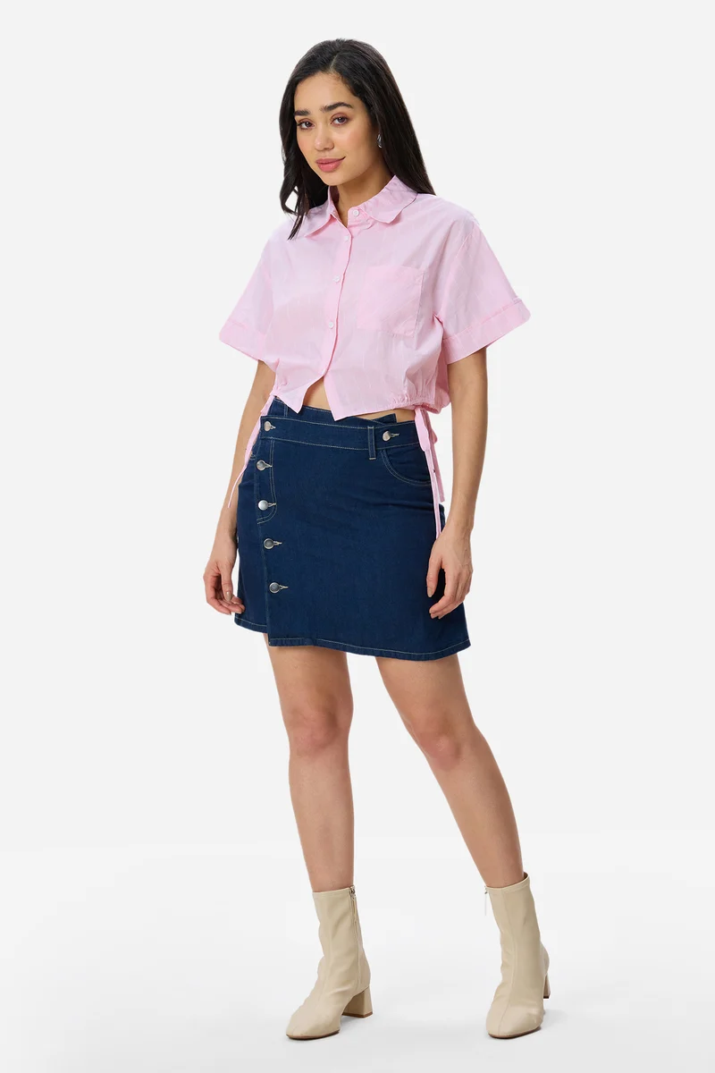 Kyla|Cotton Crop Drawcord Shirt