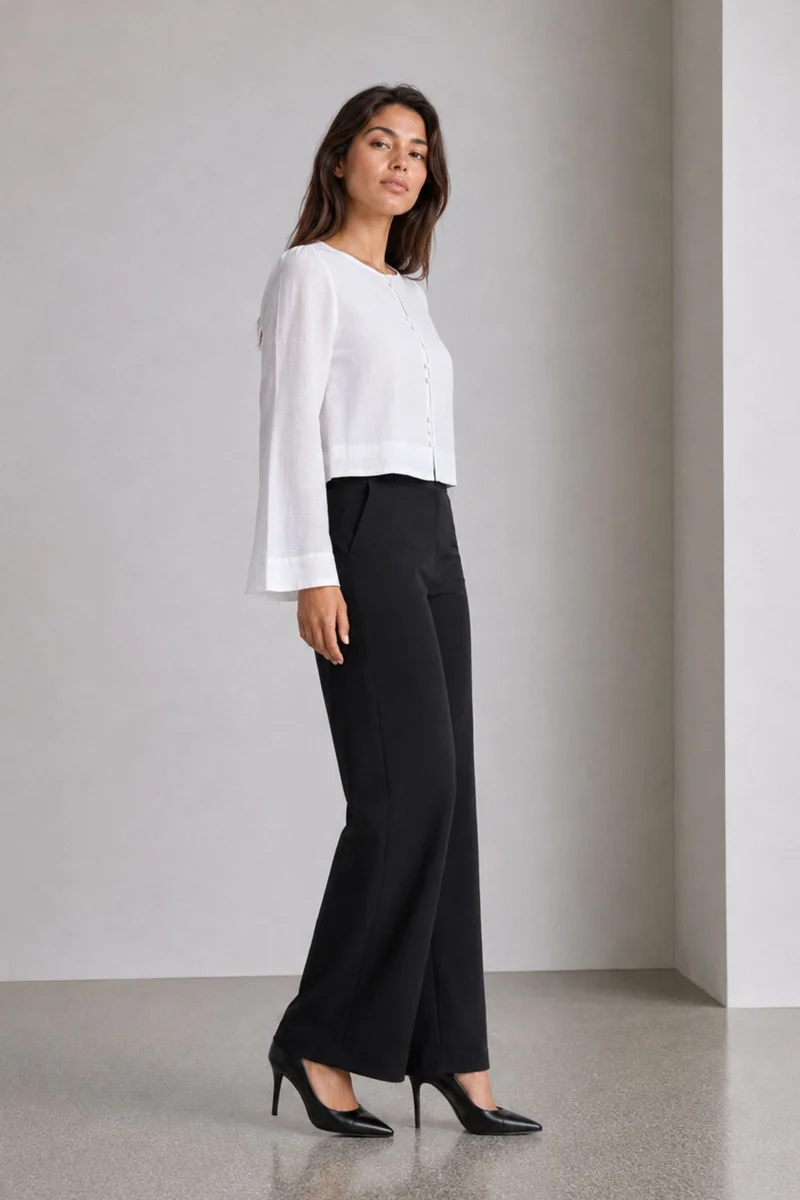 Aila|100% Cotton Bell Sleeve Crop Top