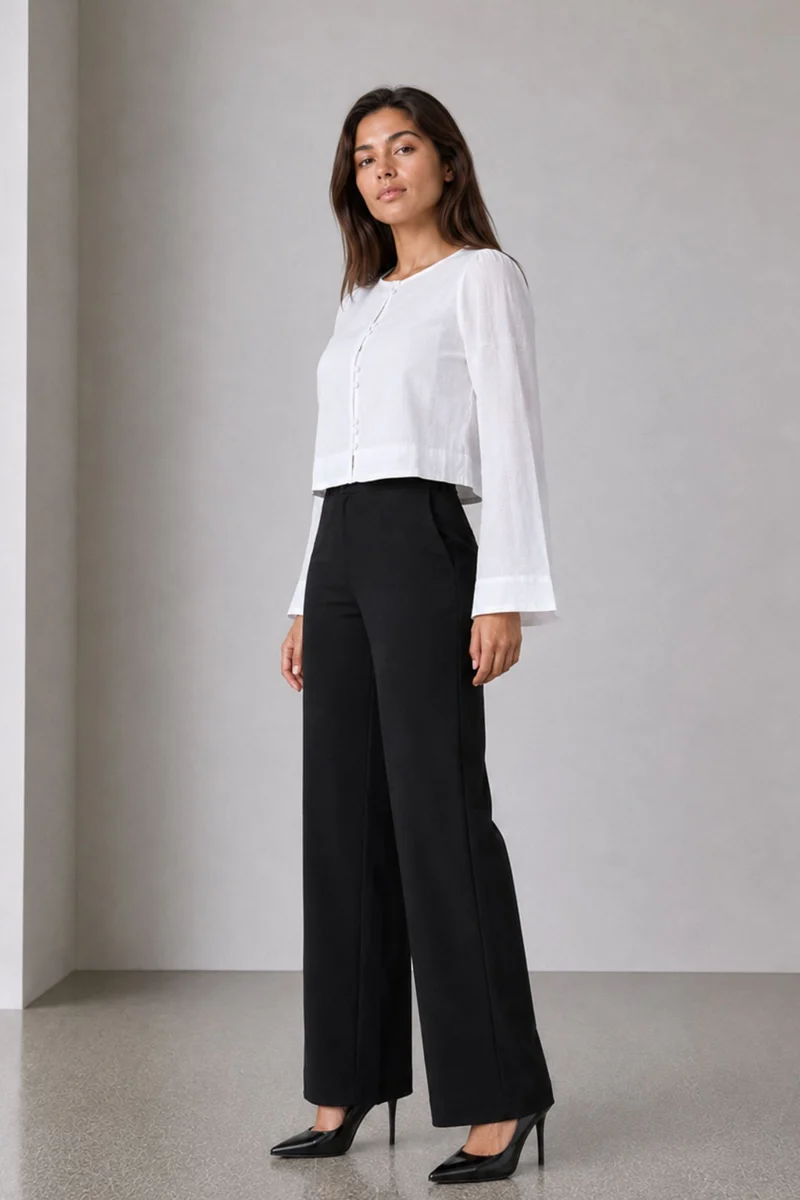 Aila|100% Cotton Bell Sleeve Crop Top