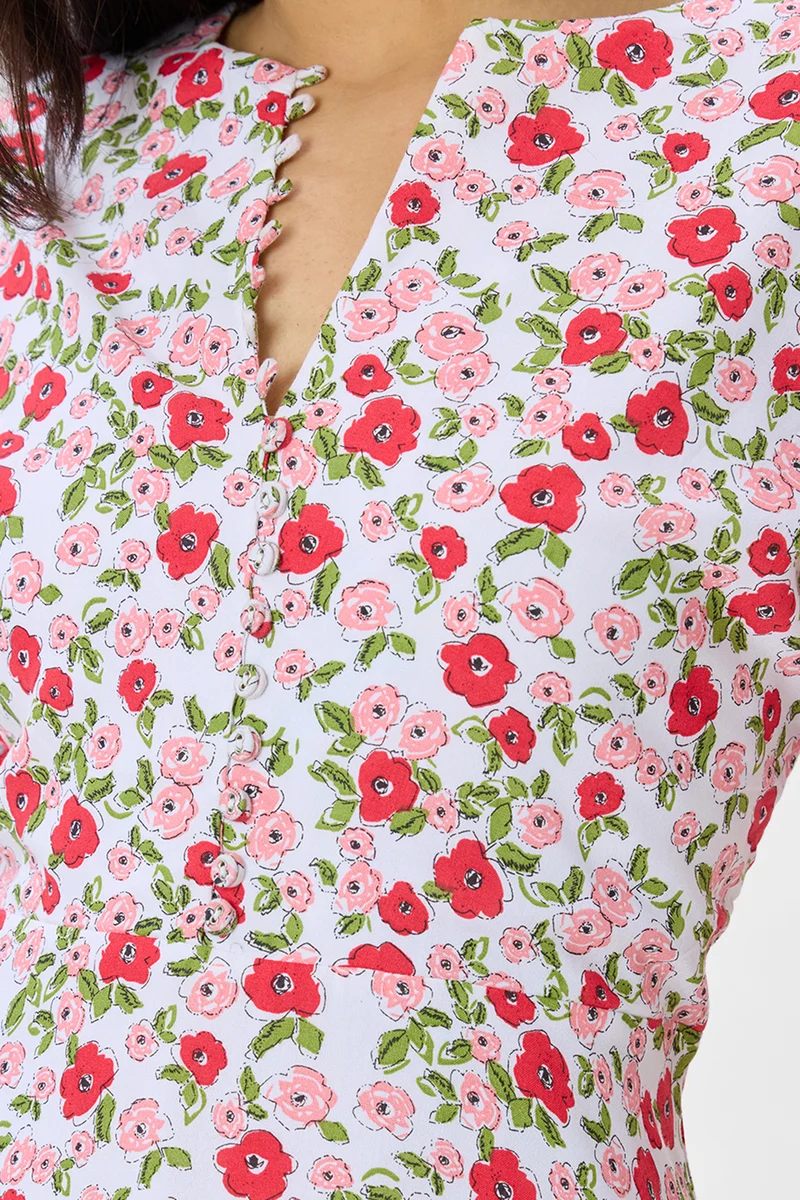 Rae|100% Viscose Puff Sleeve Mini Dress