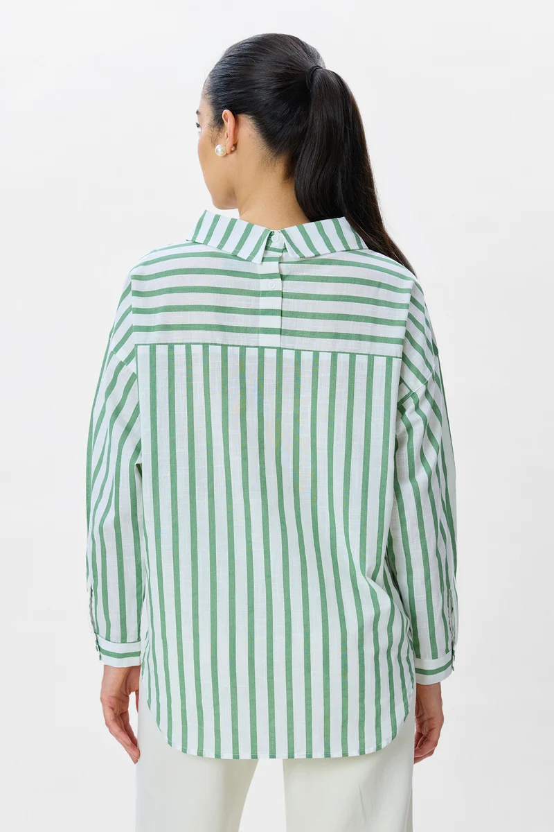 Janie|100% Cotton Drop Shoulder Shirt