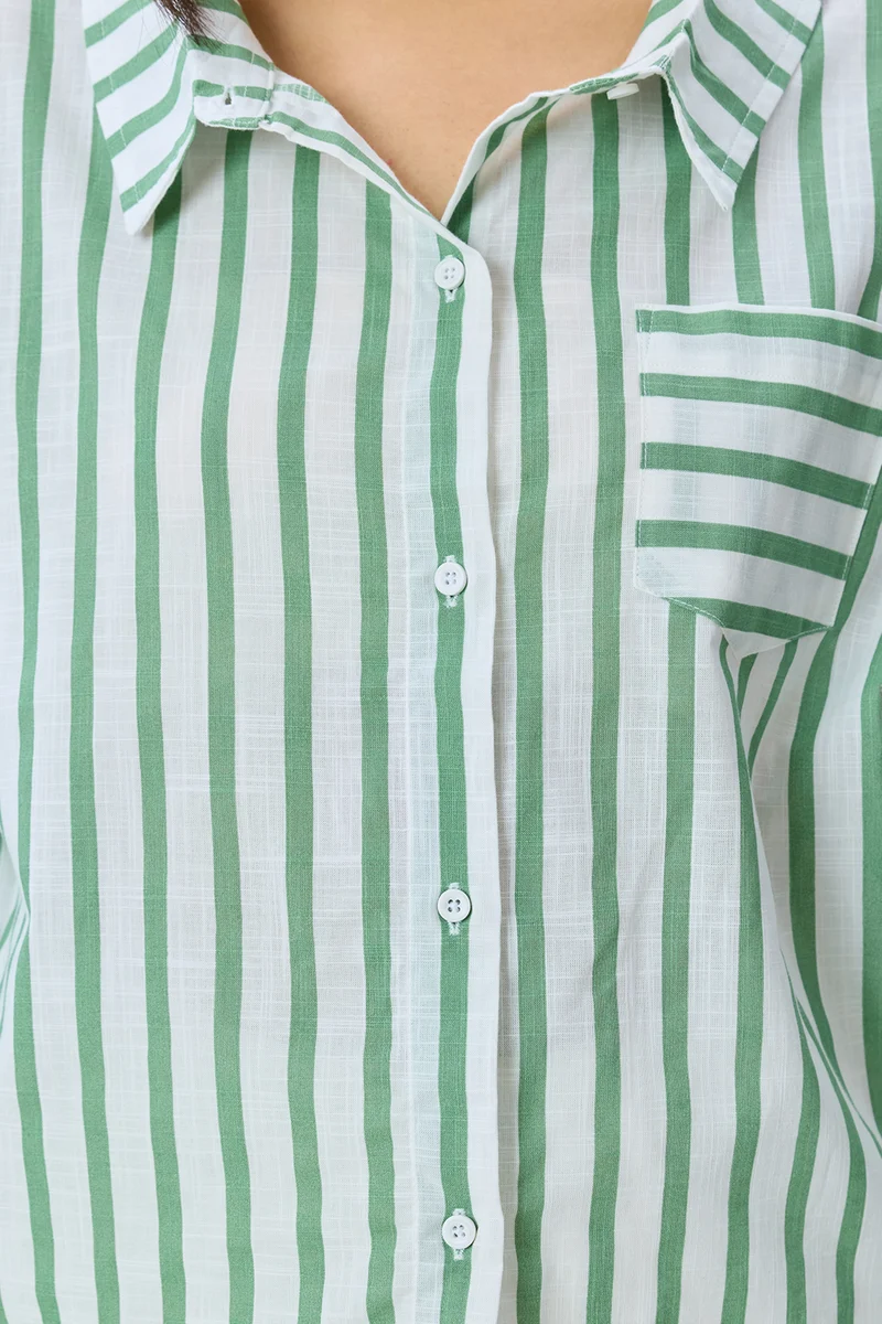 Janie|100% Cotton Drop Shoulder Shirt