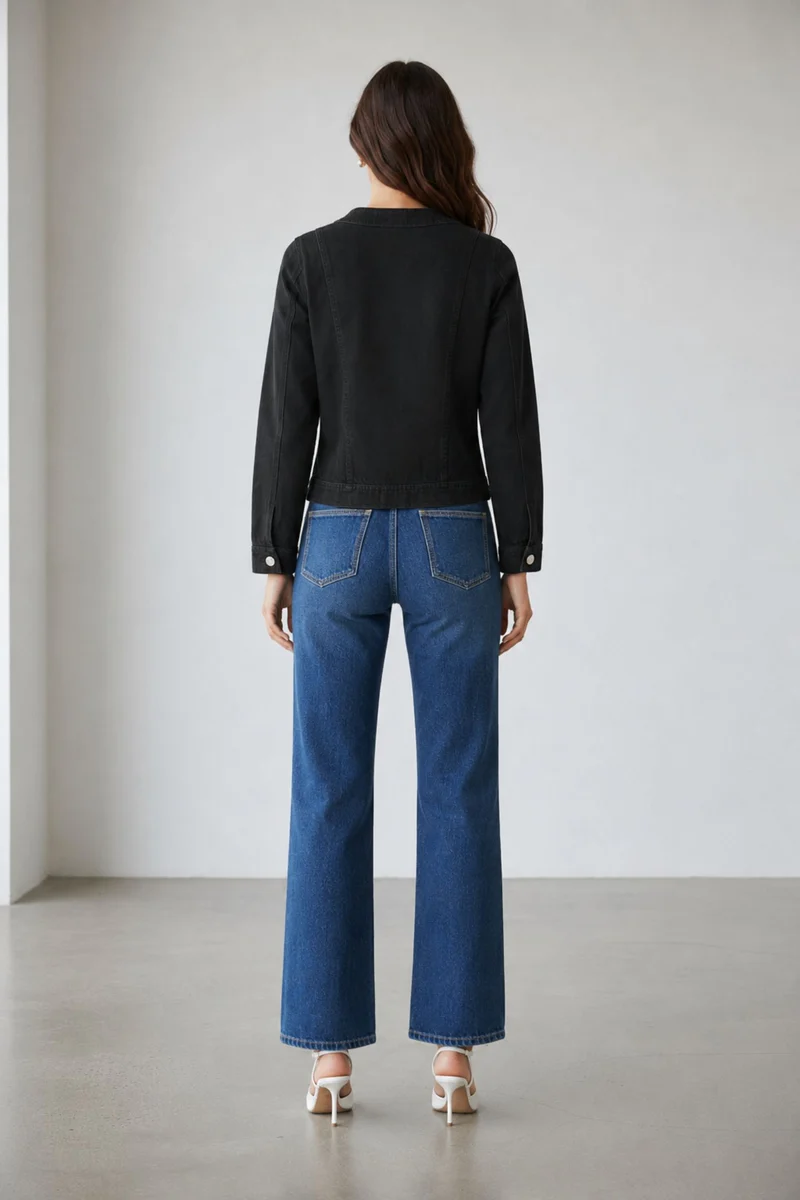 Afton|100% Cotton Denim Jacket With Flap Pockets