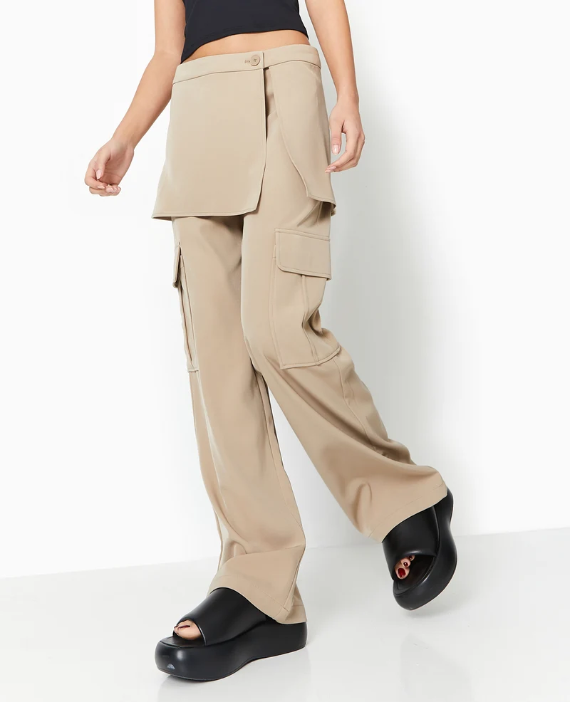2 en 1 : pantalon cargo + jupette amovible