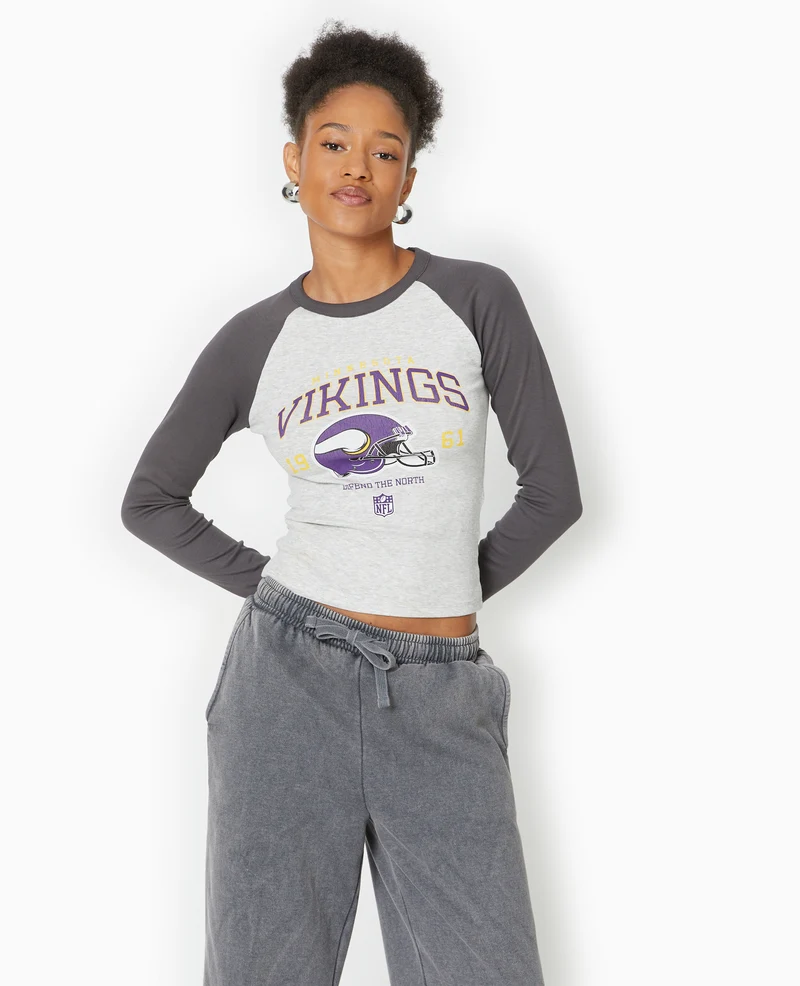 T-shirt manches longues raglans avec print devant