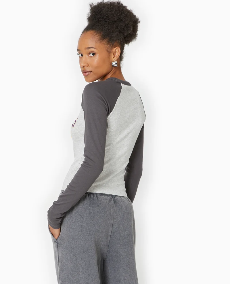 T-shirt manches longues raglans avec print devant