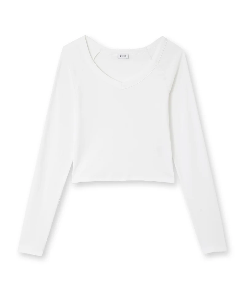 T-shirt court manches longues col V