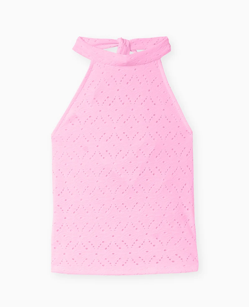 Top dos-nu effet broderie anglaise