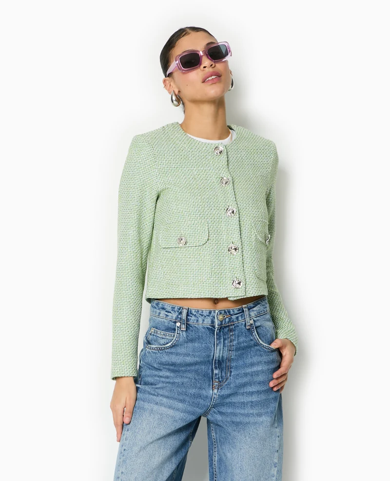 Veste courte et droite en tweed