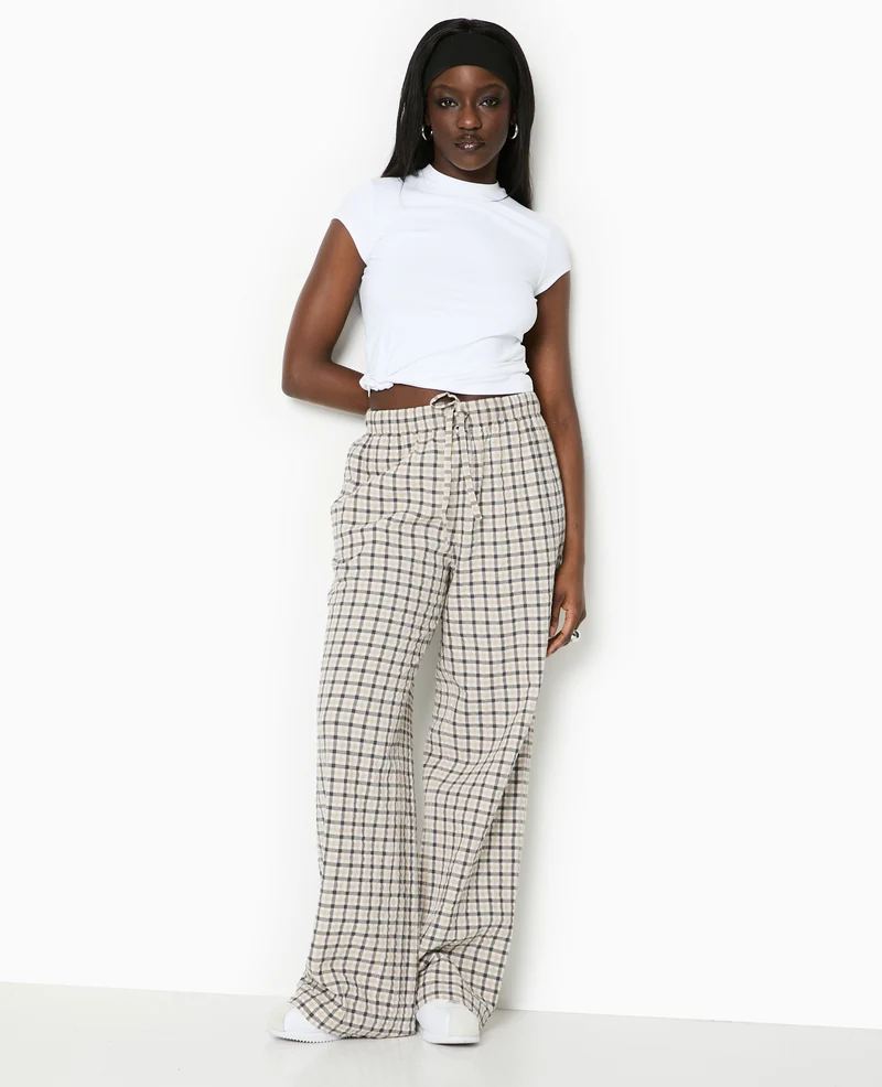 Pantalon droit à carreaux