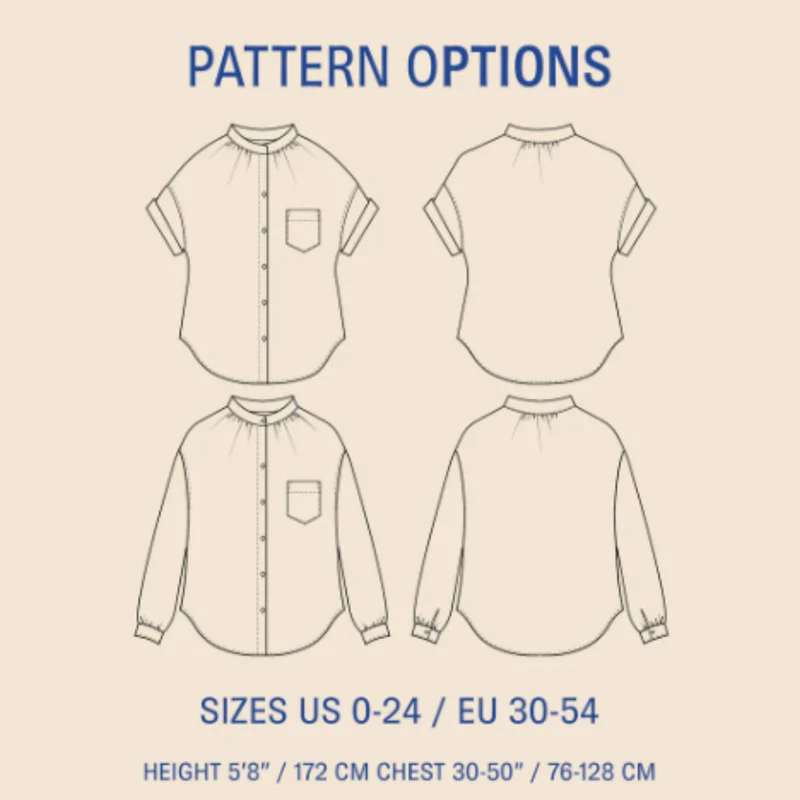 Patron de couture PDF | Chemise Sille | Wardrobe by Me